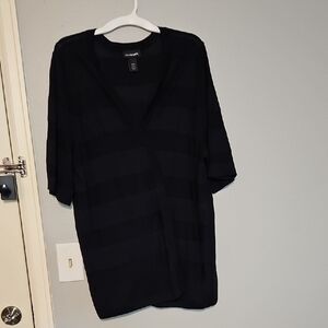 Black Open Front Cardigan Tunic